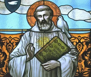 Vitrail représentant Saint Colomban (détail)