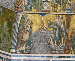 Saint Jean baptisant Jésus dans le Jourdain (mosaïque)