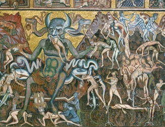 Le jugement dernier : Satan avale les damnés (mosaïque)