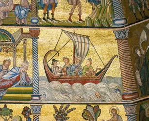 Les trois rois mages traversant les mers (mosaïque)