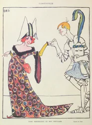 Mistinguett (1875-1956) et son Chevalier, caricature de 