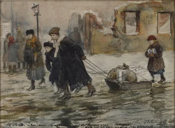 Transport de nourriture sur un traîneau, 1923