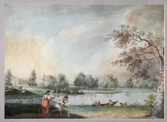 Les étangs devant le domaine urbain du comte Alexei Kirillovich Razumovsky à Moscou, début des années 1800