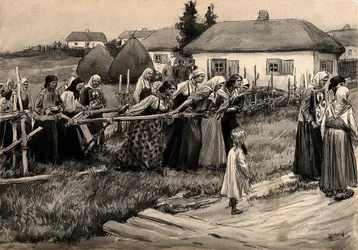 Une procession religieuse contre le choléra en Russie rurale de la série d