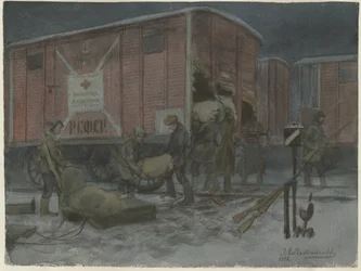 Soldats pillant un wagon de chemin de fer de la série d