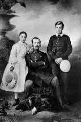 Tsar Alexandre II de Russie avec sa fille Maria et son fils Alexei, 1863