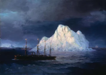 I. K. Aïvazovski, bateau à vapeur près d’un iceberg, peinture, 1894
