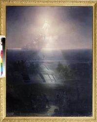 Le navire Lefort de 84 canons sombrant en 1856 durant la guerre de Crimée (1853-1856). Peinture d