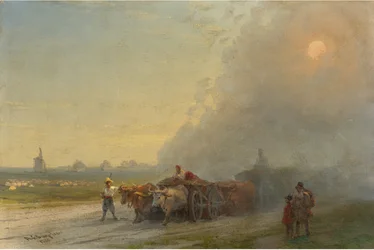 Chariots à bœufs dans la steppe ukrainienne