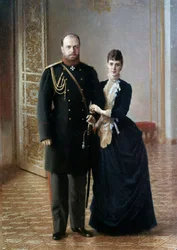 Portrait du tsar russe Alexandre III (1845-1895) avec son épouse Maria Fedorovna