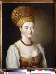 Portrait de femme en costume russe
