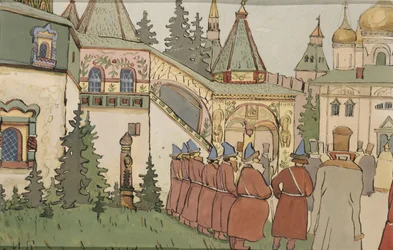 Illustration pour le conte de fées La plume de Finist le Faucon, début des années 1900