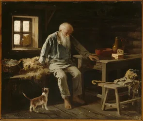Vieil homme avec son chat