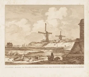 Vue hors de la Haarlemmerpoort à Amsterdam avec un dessinateur assis