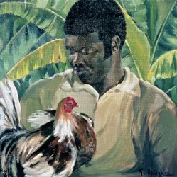 Abel avec un coq de combat, 1961