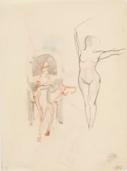 Femme nue et fiacre