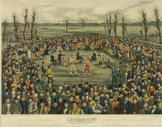 Le grand concours entre Sayers et Heenan pour 200 livres de chaque côté, gravé par J. R. Mackrell et J.B. Rowbotham