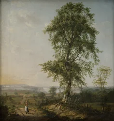 Paysage avec un grand arbre