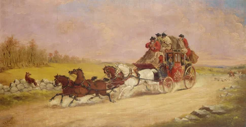 Le carrosse royal entre le renard et la chasse, 1881