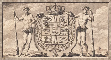 Les armoiries danoises avec des hommes sauvages comme supports de bouclier