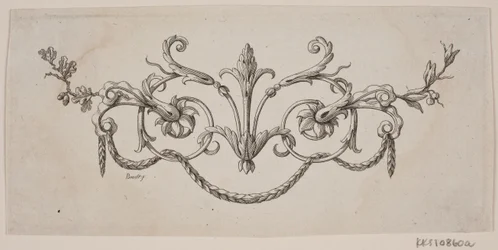 Une feuille et une guirlande de fleurs
