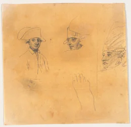 Travail préparatoire pour la gravure : Frédéric le Grand rentre chez lui après une revue à Potsdam