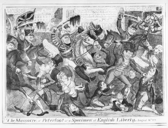 "Le massacre de Peterloo ou un exemple de la liberté anglaise, 16 août 1819" (eau-forte)