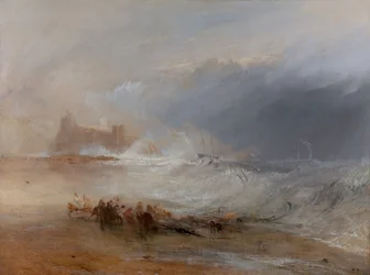 Épaves - Côte de Northumberland, avec un bateau à vapeur aidant un navire au large
