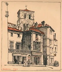 La Place du Mûrier, avec la tour de l