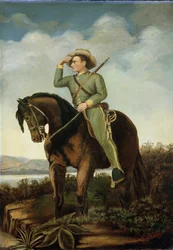 Un éclaireur confédéré du général Turner Ashby dans la vallée près de Luray et New Hacket