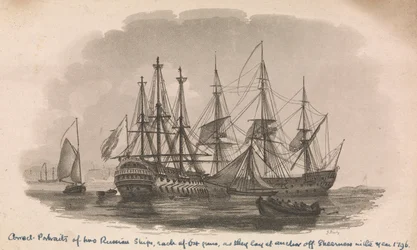 Portraits de deux navires russes, fin du XVIIIe siècle