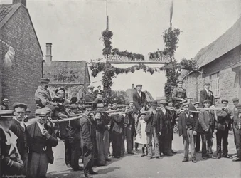 Foire du mât de Corby, chaises et poteaux pour les visiteurs