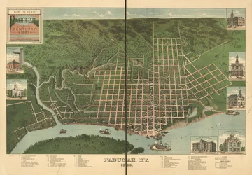 Vue aérienne de Paducah, Kentucky 1889.