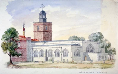 Église All Hallows-by-the-Tower, Londres, vers 1840
