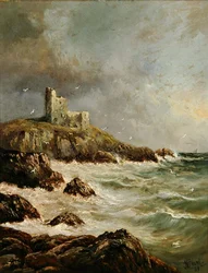 Château en ruine sur une rive rocheuse