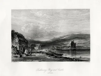 Baie et château de Scalloway, Zetland, 19e siècle