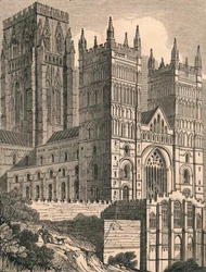 Vue nord-ouest de la cathédrale de Durham, vers 1843