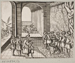 Illustration pour Adam Olearius, "Persianischer Rosenthal von einem Sinnreichen Poeten Schich Saadi [...]", Schleswig 1660