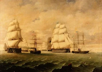 Une flotte de bataille et des remorqueurs