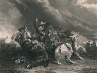 Sir William Russell à la bataille de Zutphen, 1586, vers 1830