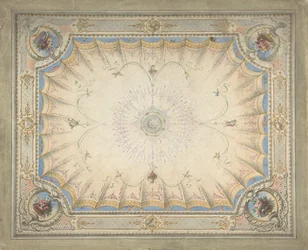 Conception de plafond pour le boudoir, Ardgowan, vers 1868