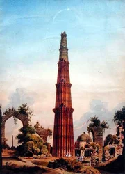 Qutb Minar, Delhi, vers 1815