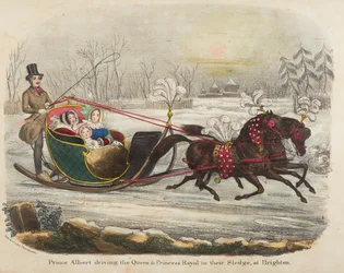 Le prince Albert conduisant la reine Victoria dans leur traîneau