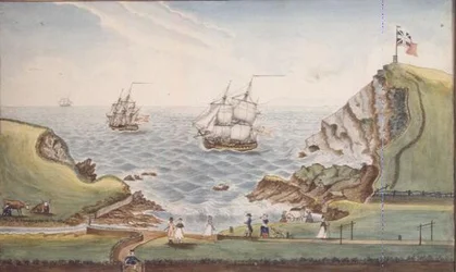Vue du lieu de baignade, appelé Willdows, prise de la malterie de Mme Down