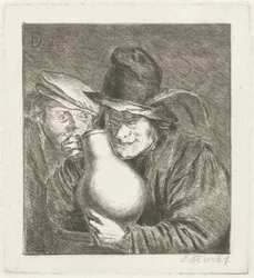 Deux paysans avec une cruche