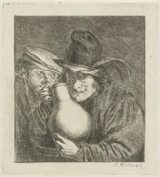 Deux paysans avec une cruche