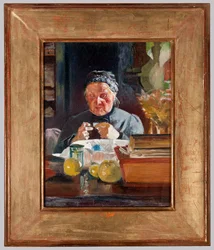 Femme à table, esquisse