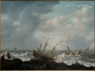 Trois-mâts et autres navires en mer agitée