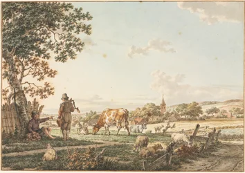 Paysage pastoral avec village, 1799