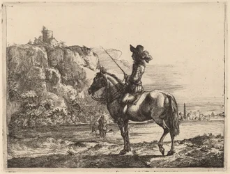 Paysage fluvial avec cavalier